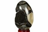 Septarian Dragon Egg Geode - Black Crystals #177422-2